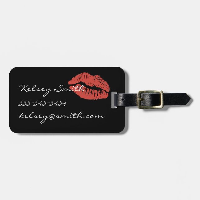 Roter Lippenkuss-personalisierter Gepäck-Umbau Gepäckanhänger (Vorderseite horizontal)
