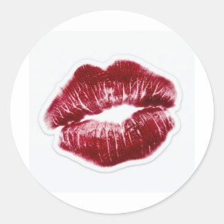 Roter Lippenstift-Kuss-Markierung Baddie-Ästhetik- Runder Aufkleber