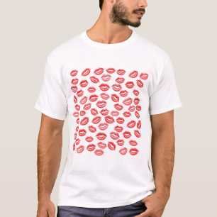 Roter Lippenstift-Kuss-Pattern-T-Shirt, Valentinst T-Shirt
