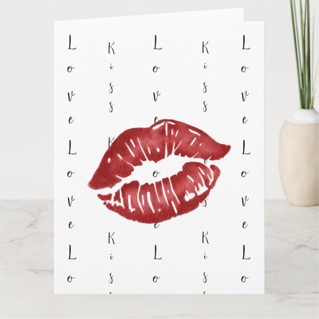 Roter Lippenstift Kuss Postkarte (Vorderseite)