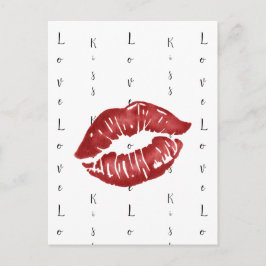 Roter Lippenstift Kuss Postkarte