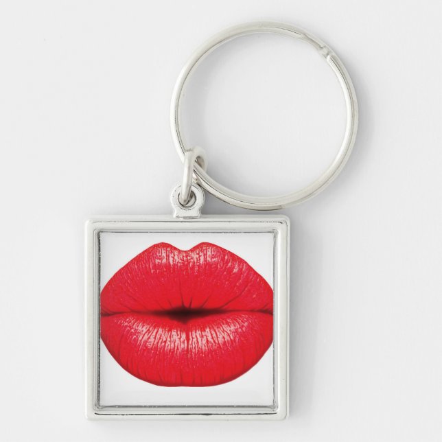 Roter Lippenstift Pop Kuss Schlüsselanhänger (Vorne)