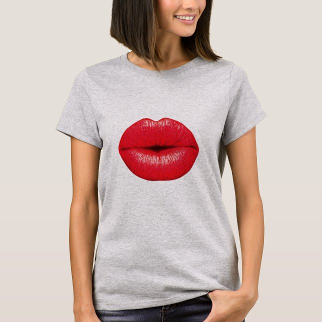 Roter Lippenstift Pop Kuss T-Shirt (Vorderseite)