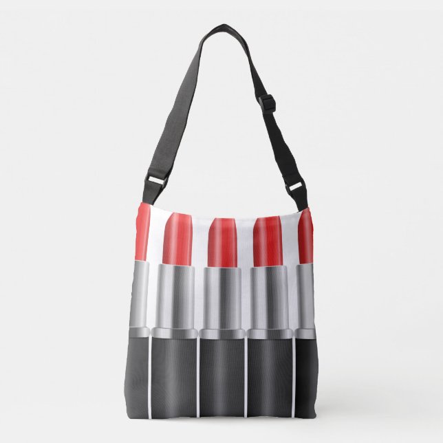 Roter Lippenstift Tragetaschen Mit Langen Trägern (Vorderseite)