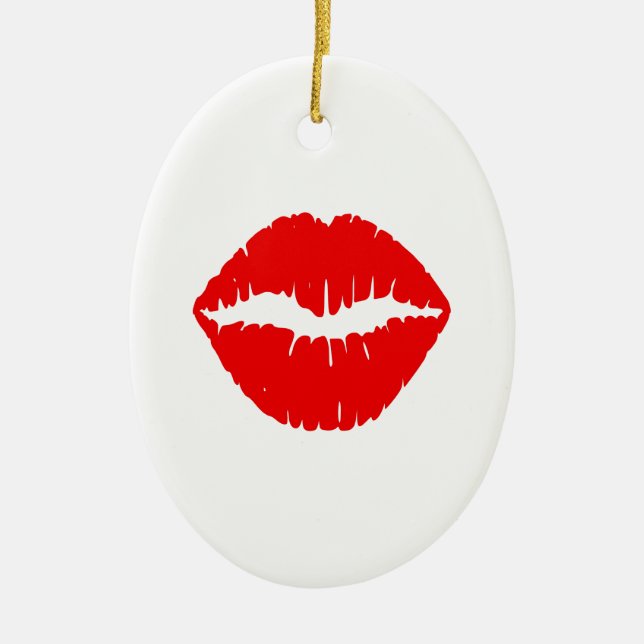 Roter Lipstick Keramik Ornament (Vorne)