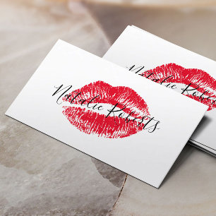 Roter Lipstick Kiss Signature Schönheitssalon Visitenkarte