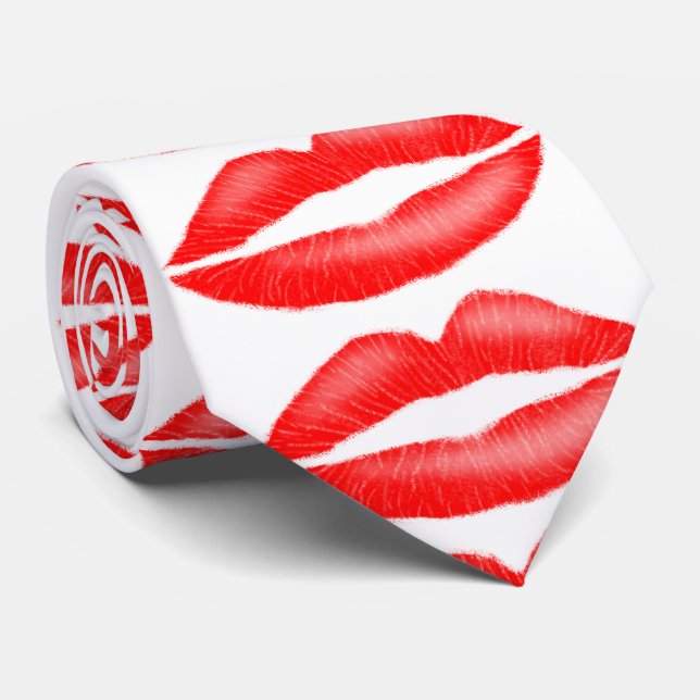Roter Lipstick Krawatte für Frauen (Gerollt)