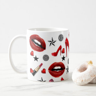 Roter Lipstick Lippen Heelse Tasse