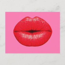 Roter Lipstick mit großen Pop-Kunstlippen auf gürt Postkarte