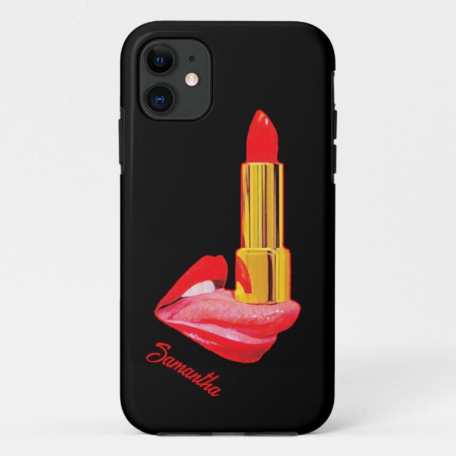 Roter Lipstick mit Personalisierung Case-Mate iPhone Hülle (Rückseite)