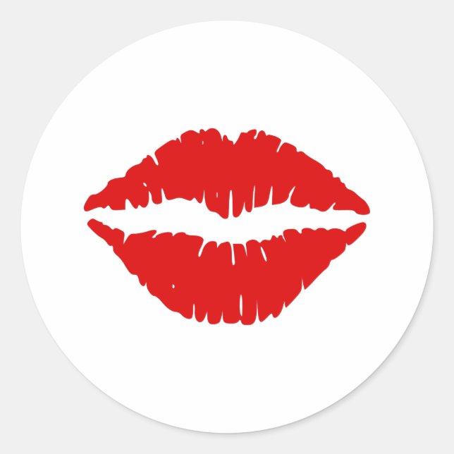 Roter Lipstick Runder Aufkleber (Vorderseite)