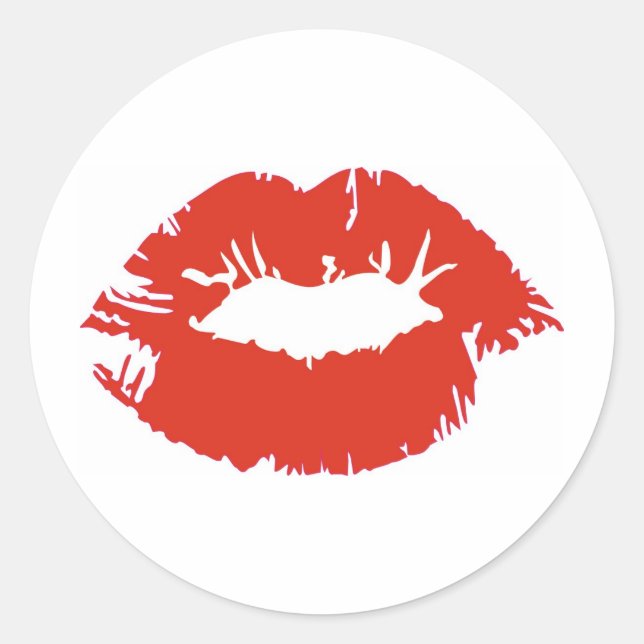 Roter Lipstick Runder Aufkleber (Vorderseite)