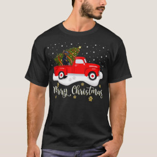 Roter LKW Frohe Weihnachten Baum Dobermann Weihnac T-Shirt