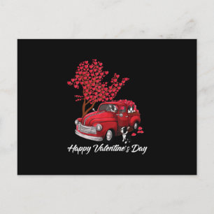 Roter Lkw Happy Valentines Day Boston Terrier Hund Ankündigungspostkarte