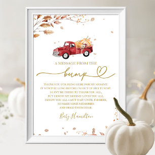 Roter LKW Herbst-Kürbis-Botschaft von The Bump-Sch Poster