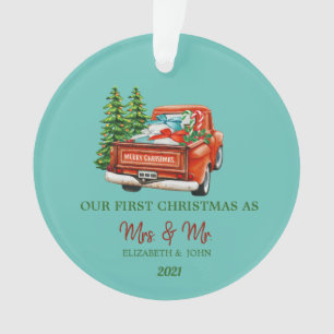 Roter LKW Kiefern Unser erstes Weihnachten Ornament
