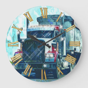 Roter Lkw-Kunstmauer für den Schwertransport Große Wanduhr