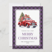 Roter LKW Lila Büffel Karo Weihnachten