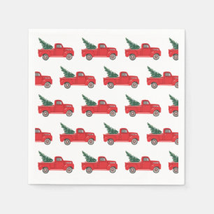 Roter LKW mit Baum Art Malerei Serviette