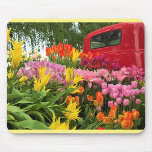 Roter Lkw mit Tulips, Oregon Mousepad