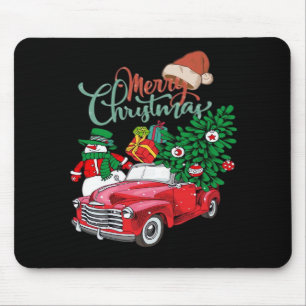 Roter LKW Pickup Weihnachtsbaum Frohe Weihnachten Mousepad