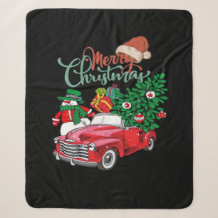 Roter LKW Pickup Weihnachtsbaum Frohe Weihnachten Sherpadecke