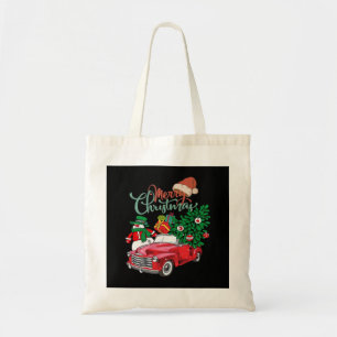 Roter LKW Pickup Weihnachtsbaum Frohe Weihnachten  Tragetasche