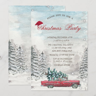 Roter LKW Pine Tree Forest - Einladung