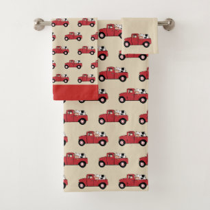 Roter LKW und Kuh Badehandtuch-Set Badhandtuch Set