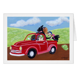 Roter LKW und Labradore