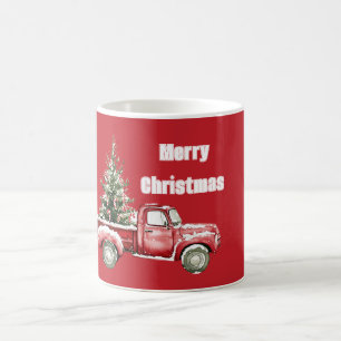 Roter LKW-Weihnachtsbaum Kaffeetasse
