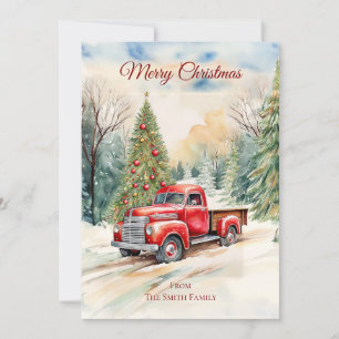Roter LKW-Weihnachtskarte Feiertagskarte