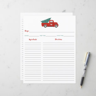 Roter LKW Weihnachtsrezeptkarteneinlage Binder-Ein
