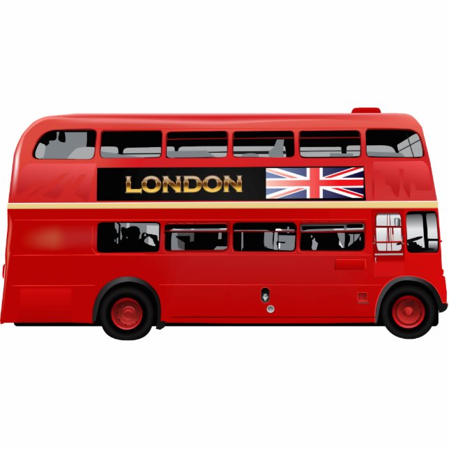 Roter London-Doppeldecker-Bus Fotoskulptur Magnet (Vorne)