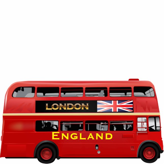 Roter London-Doppeldecker-Bus Freistehende Fotoskulptur (Vorne)