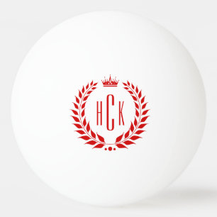 Roter Lorbeerkranz mit individuellem Monogramm Tischtennisball