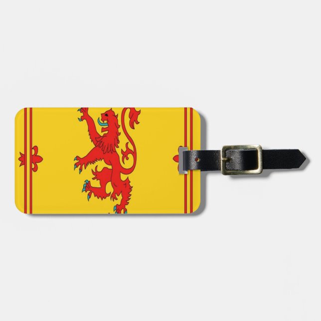 Roter Löwe Schottlands zügellose Flagge Gepäckanhänger (Vorderseite horizontal)