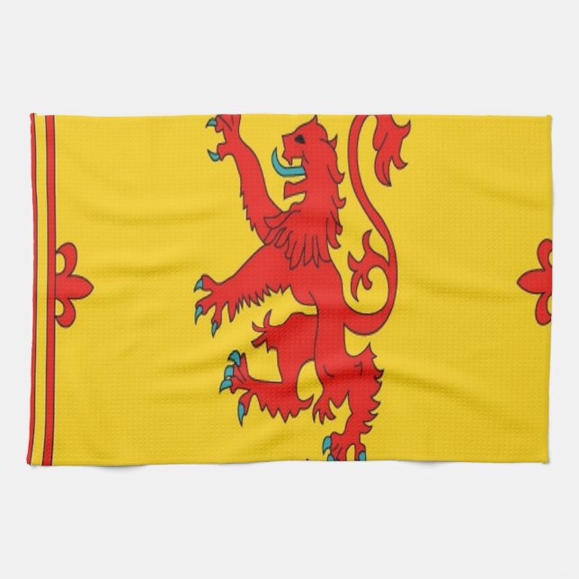 Roter Löwe Schottlands zügellose Flagge Küchentuch (Horizontal)