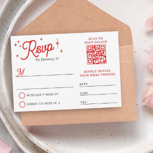 Roter Lucky In Love Poker-Anzüge QR-Code Hochzeit RSVP Karte
