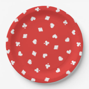 Roter Lucky In Love Poker Suite Muster Pappteller