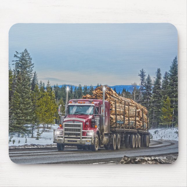 Roter Lumber Lkw Autobahn Autofahrt Art Mousepad (Vorne)