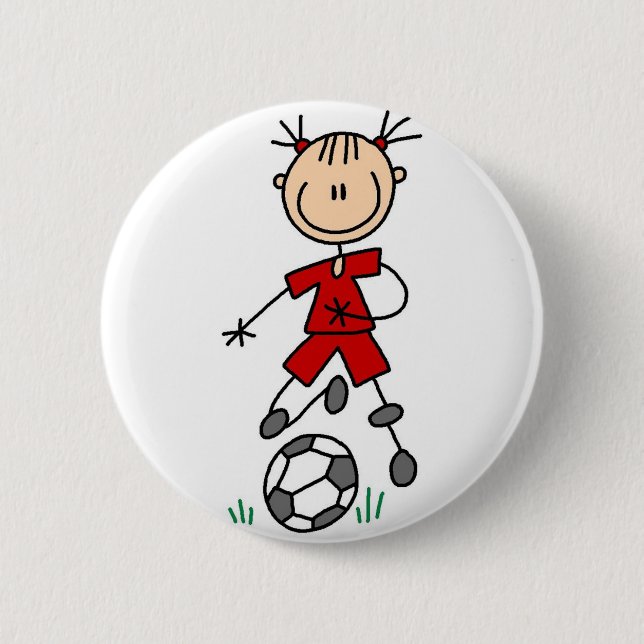 Roter Mädchen-Fußball-Spieler-Knopf Button (Vorderseite)