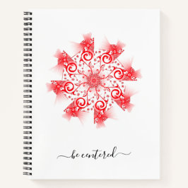 Roter Mandala-Fraktal-Doodle zentrieren Notizbuch