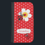 Roter Marienkäferpolka-Blumenmädchen iPhone Galaxy S4 Geldbeutel Hülle<br><div class="desc">Niedlicher ursprünglicher roter Marienkäfer/Marienkäfer auf Blumen einer Rotpolkas scherzt iphone Fall. Liest Jacqueline,  oder Sie können mit Ihrem eigenen Namen personifizieren. Ausschließlich entworfen durch Sarah Trett.</div>