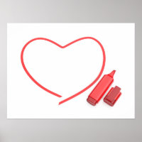 Roter Marker und rotes Herz