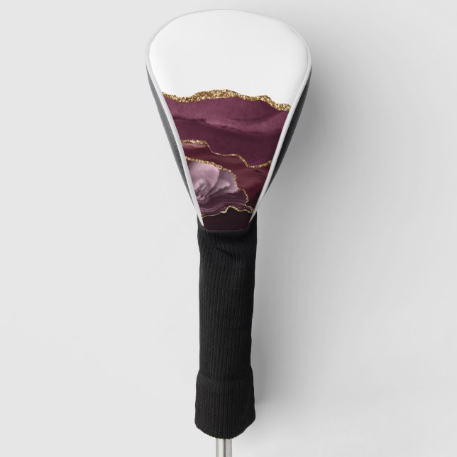 Roter Marmor Agate Golden Glitzer Stilvolles Glam Golf Headcover (Vorderseite)
