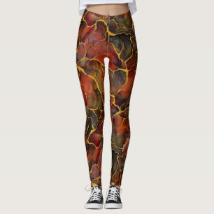 Roter Marmor mit goldenen Adern Leggings