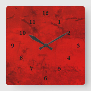 Roter Marmor, Regenbogenart Quadratische Wanduhr