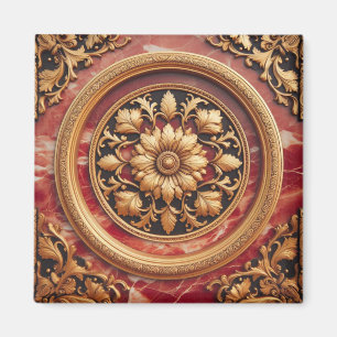 Roter Marmor und Gold Magnet