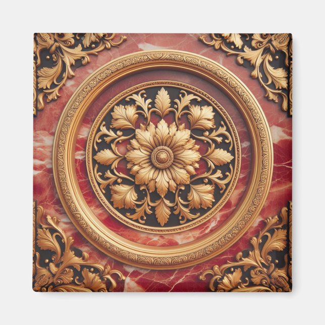 Roter Marmor und Gold Magnet (Vorne)